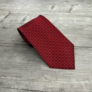 Hickey Freeman Red w/ Orange & Blue Check Silk Tie